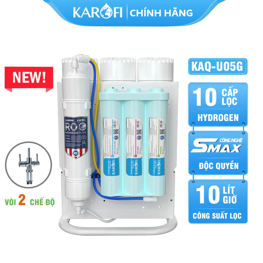 Máy lọc nước Karofi KAQ-U05G-DUAL - 10 lõi - 2 chế độ nước