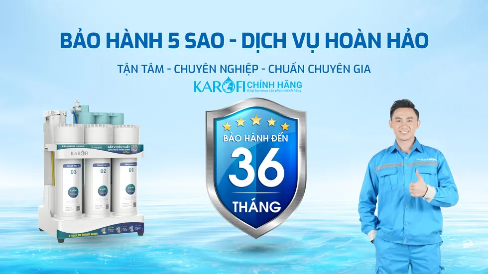 Máy lọc nước Karofi KAQ-U95 Pro dịch vụ bảo hành 36 tháng