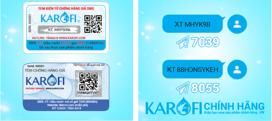 Xác thực máy lọc nước Karofi chính hãng
